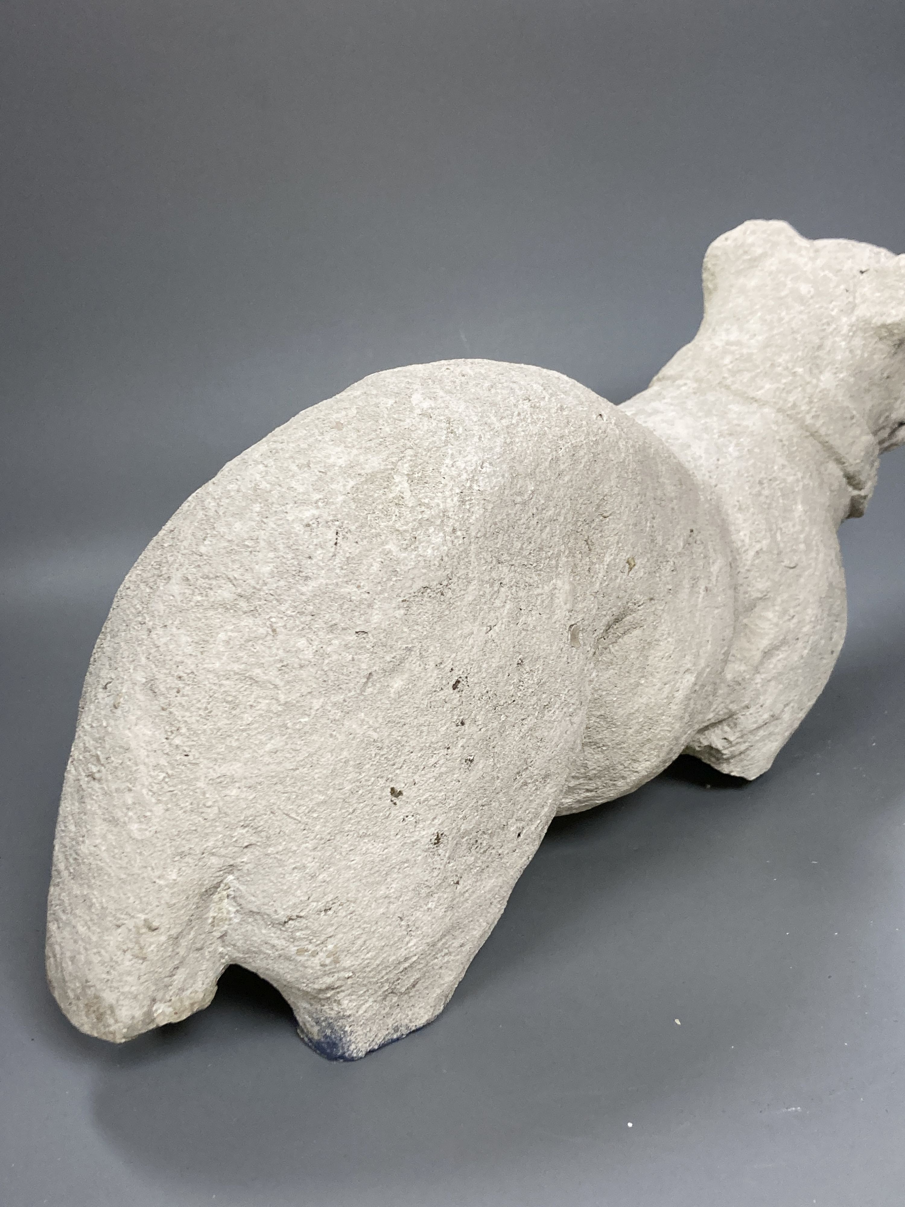 A 19th century sculpted limestone figure of a mastiff, incomplete